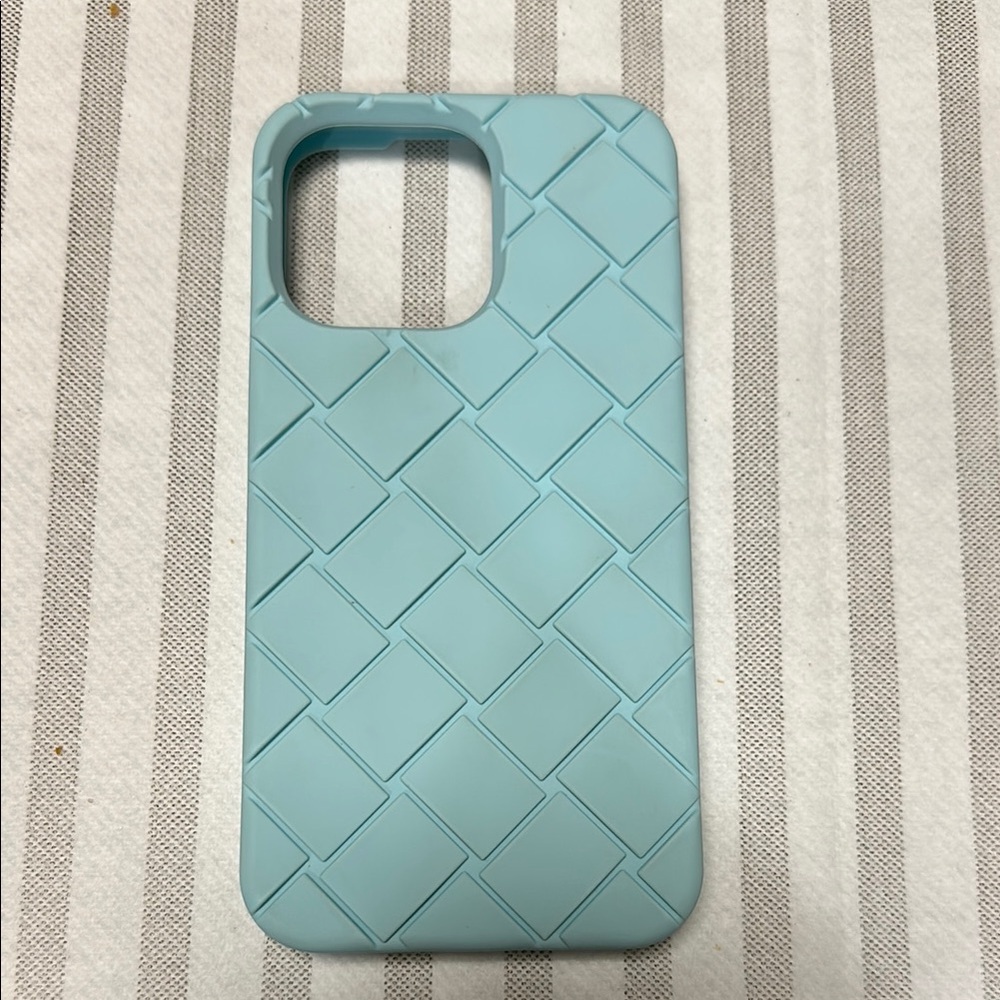 Bottega Veneta Mint Blue Woven Phone Case